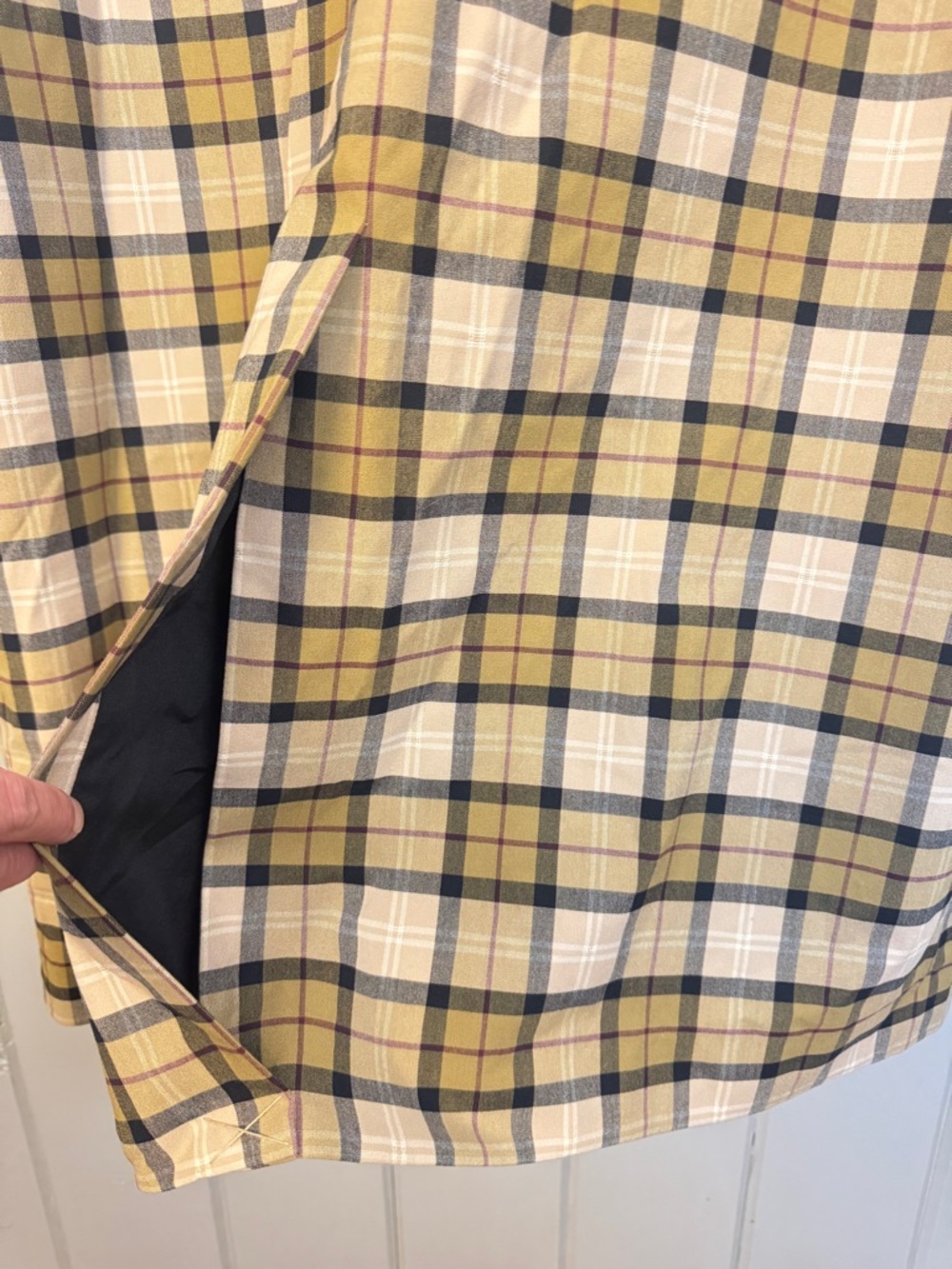1. State Folklore Plaid Notched Lapel Mac Checked Trench Coat Lightweight XL - Picture 14 of 14